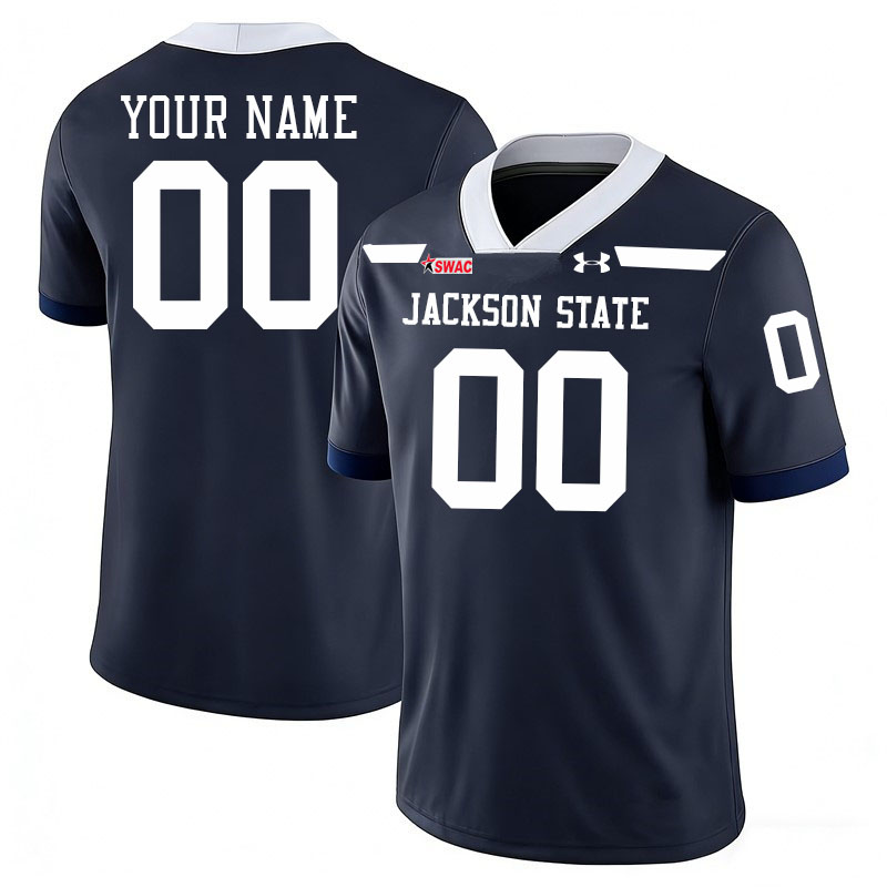Custom Jackson State Tigers Name And Number Football Jerseys-Navy
